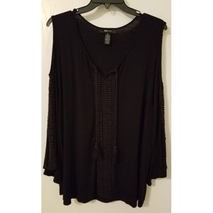 Black, Cold Shoulder, Bohemian Blouse, XL